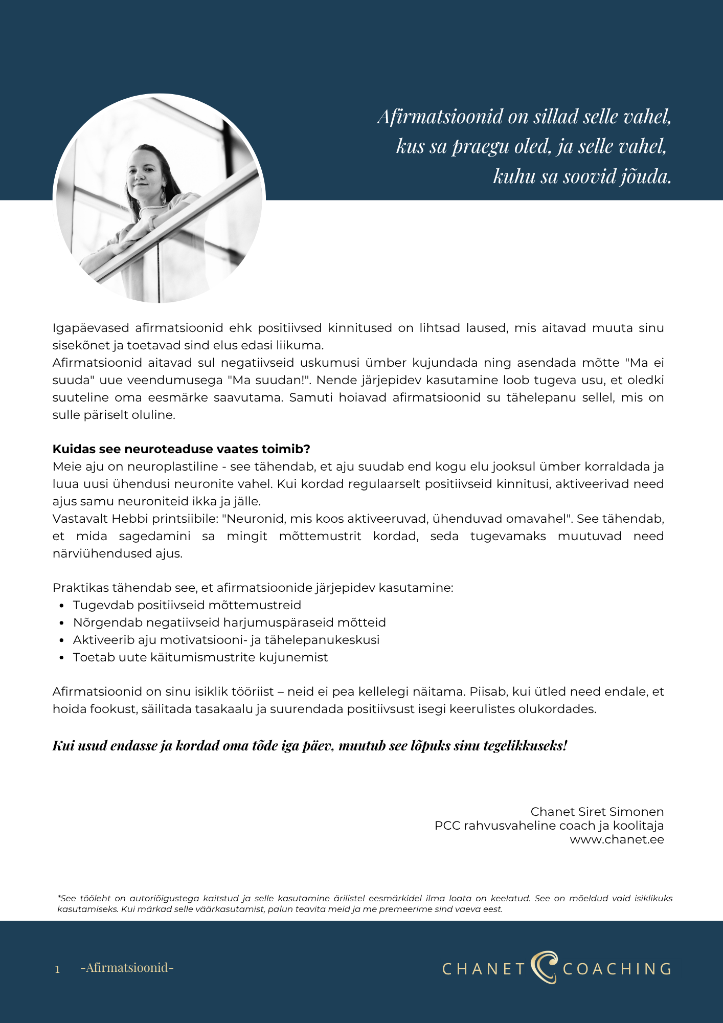 Afirmatsioonide töövihiku sissejuhatus